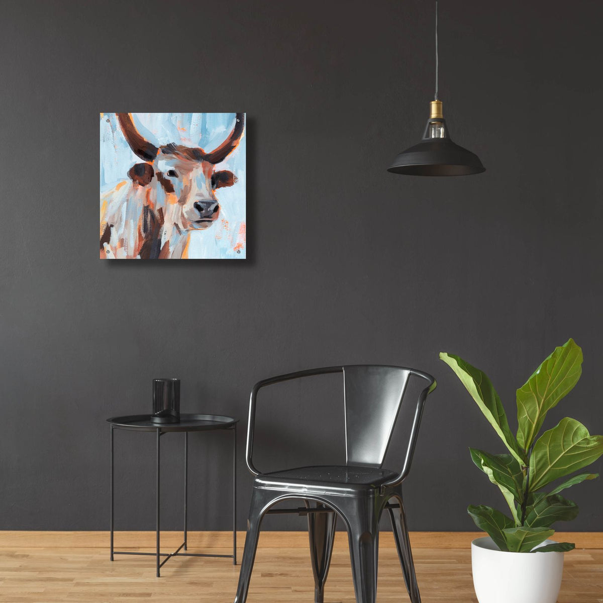 Vivid Cattle 1 by Annie Warren - 24x24 acrylic wall art in a room