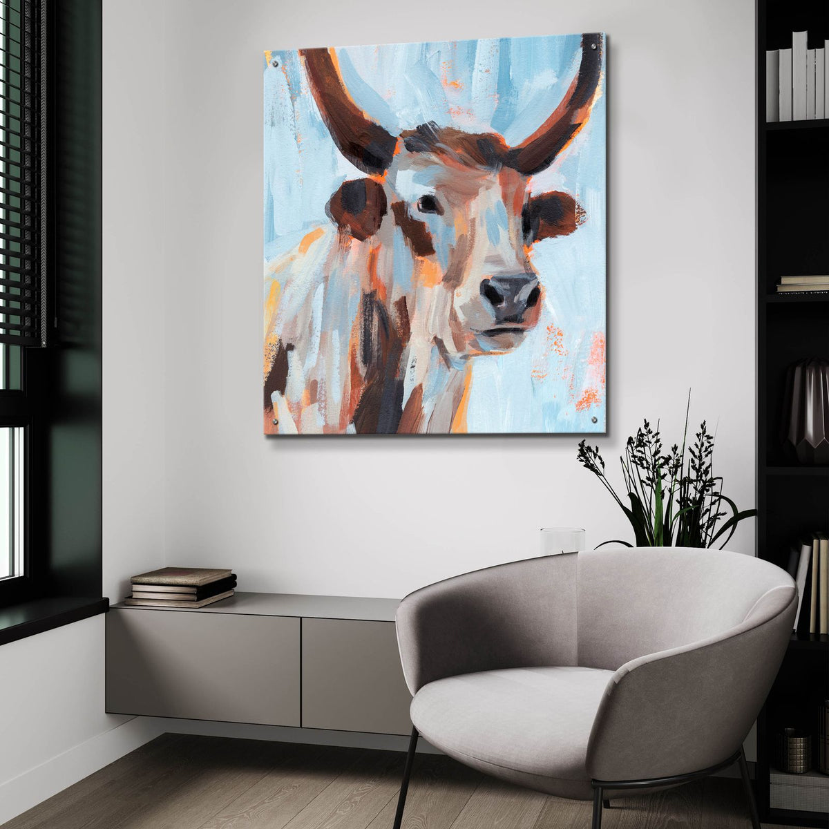 Vivid Cattle 1 by Annie Warren - 36x36 acrylic wall art in a room