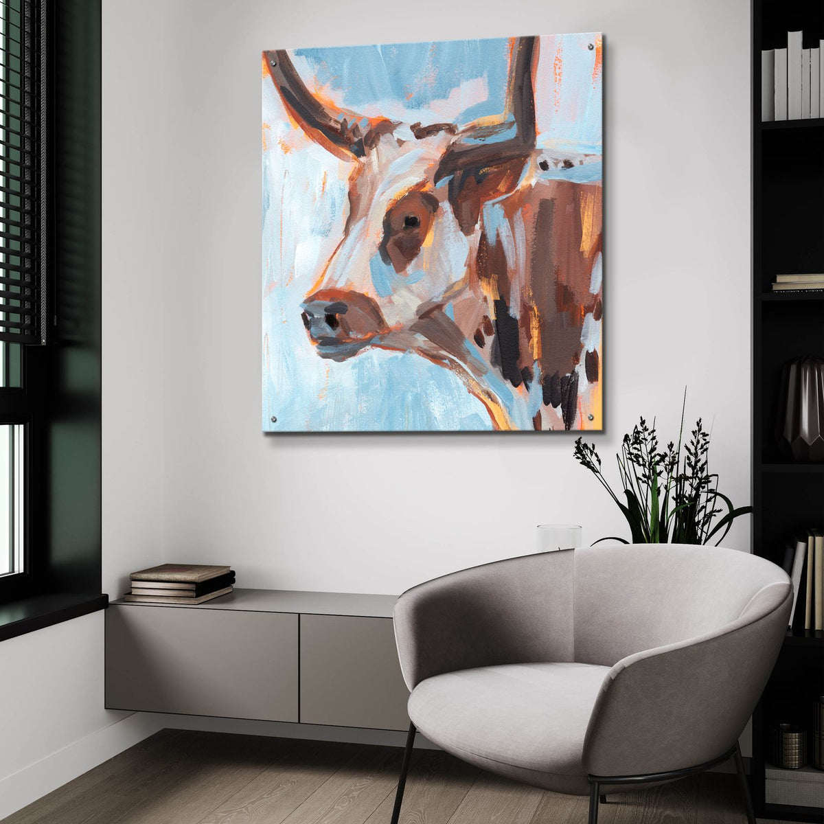 Vivid Cattle 2 by Annie Warren - 36x36 acrylic wall art in a room
