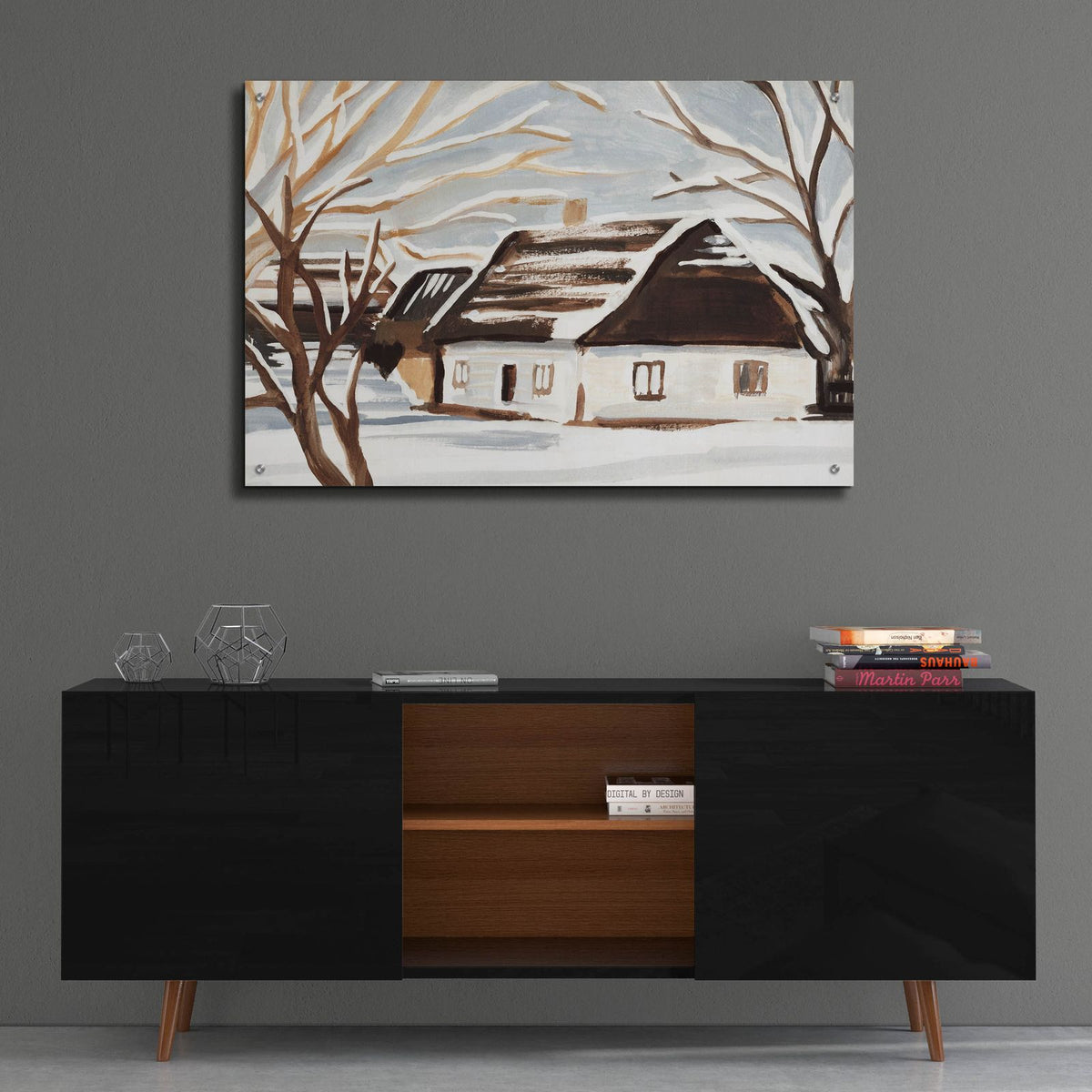 Winter Cottage 1 by Annie Warren - 36x24 acrylic wall art in a room