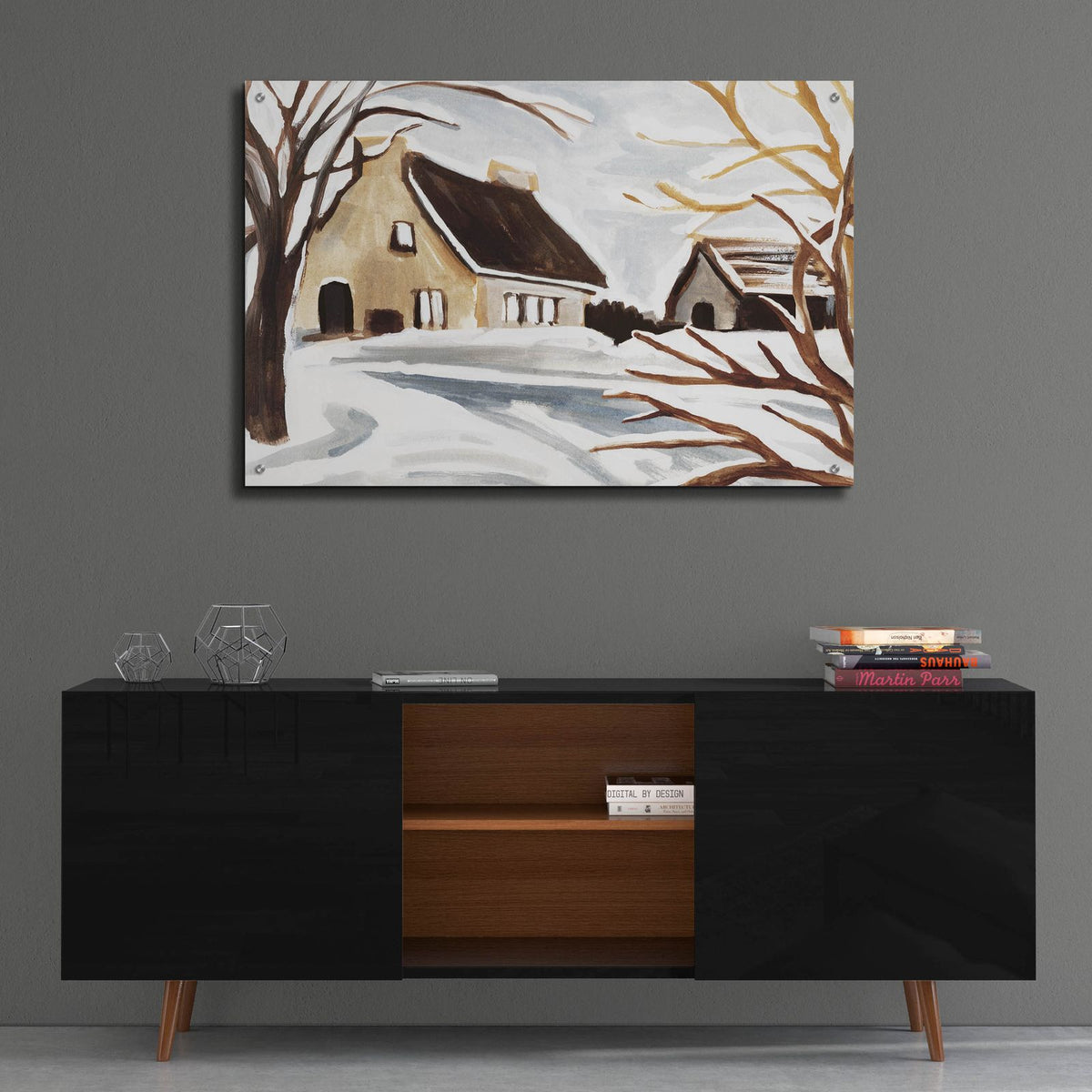 Winter Cottage 2 by Annie Warren - 36x24 acrylic wall art in a room
