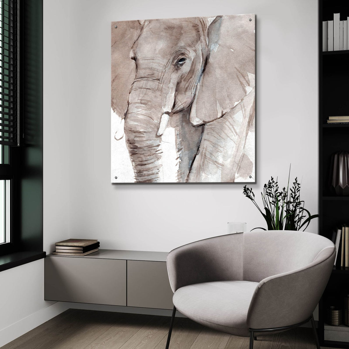 Elephant Grooves 1 by Annie Warren - 36x36 acrylic wall art in a room