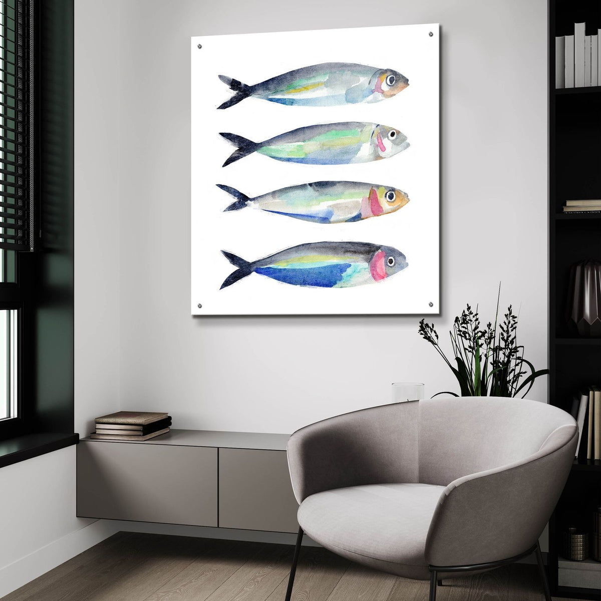 Sardine Team 2 by Annie Warren - 36x36 acrylic wall art in a room