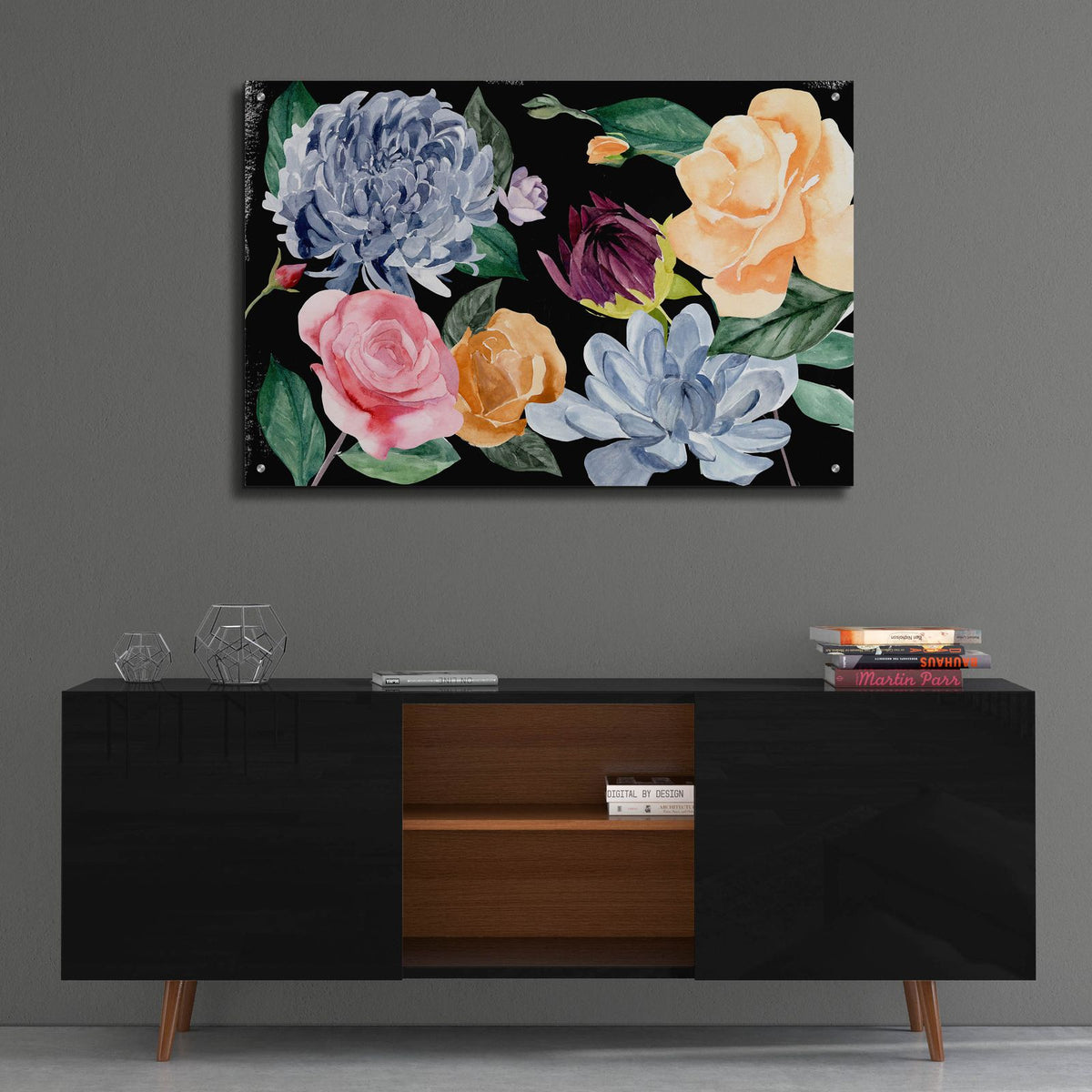 Twilight Blossom Collection A by Annie Warren - 36x24 acrylic wall art in a room