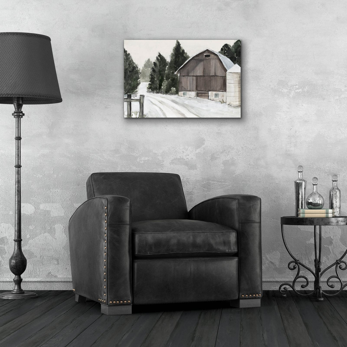 Winter Barn 2 by Annie Warren - 24x16 acrylic wall art in a room