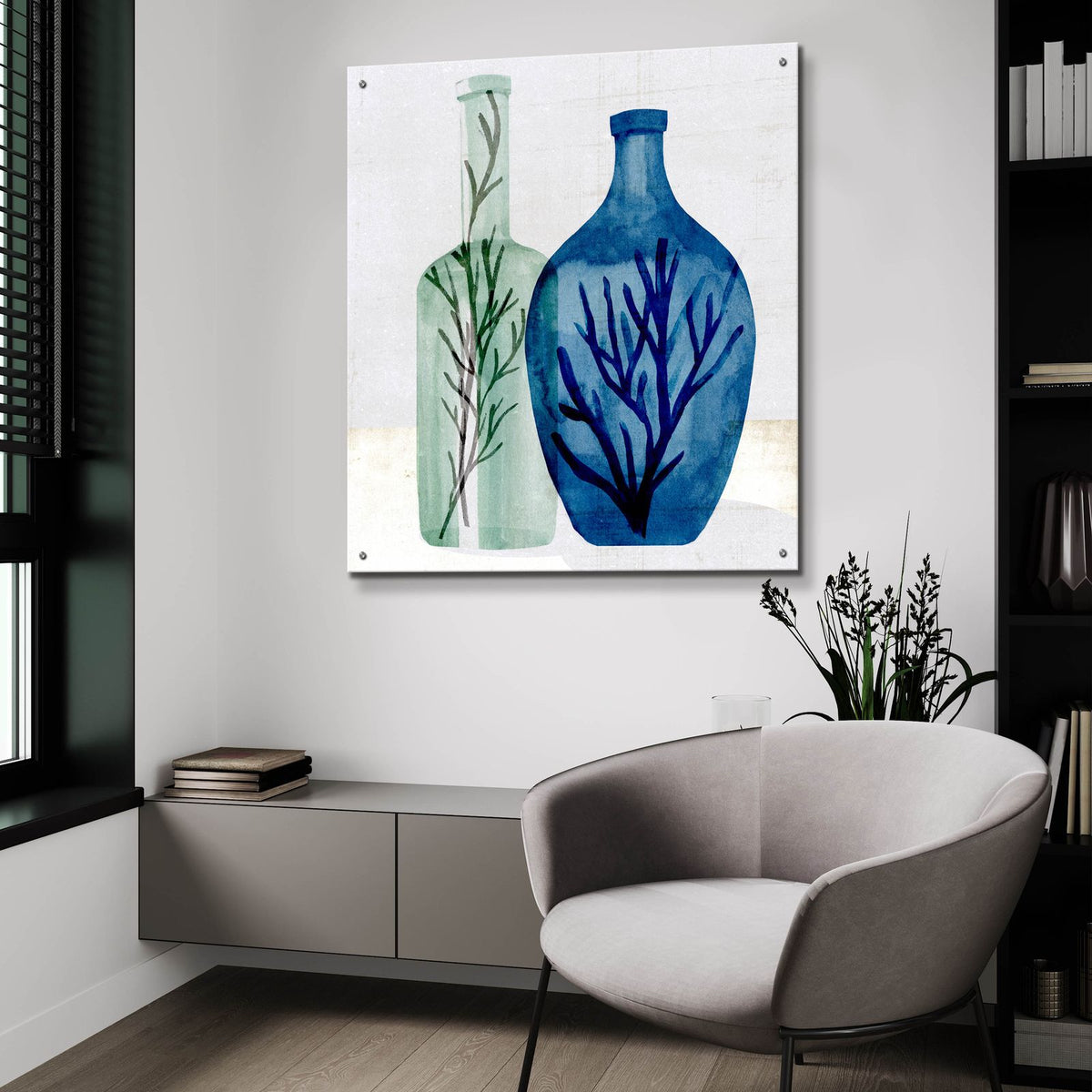 Laura Gibson _sea Glass Vase 1 by Annie Warren - 36x36 acrylic wall art in a room