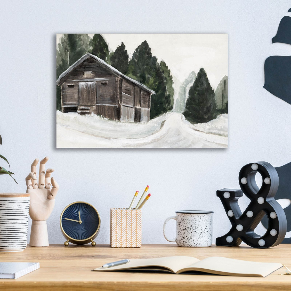 Laura Gibson _winter Barn 1 by Annie Warren - 16x12 acrylic wall art in a room