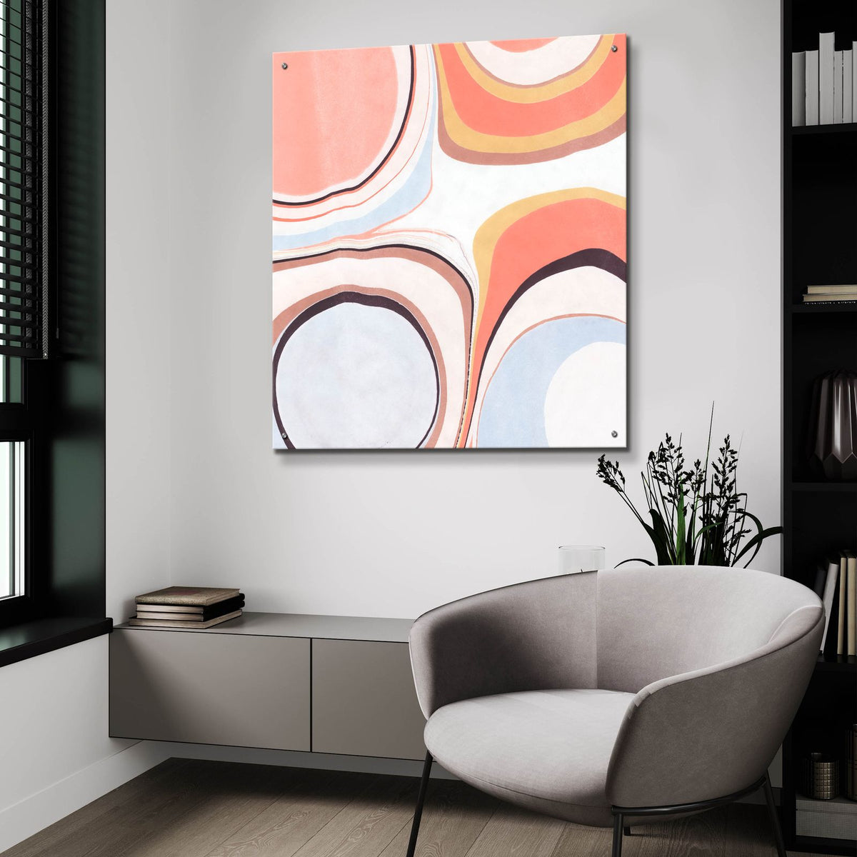 Fluid Rings 2 by Annie Warren - 36x36 acrylic wall art in a room