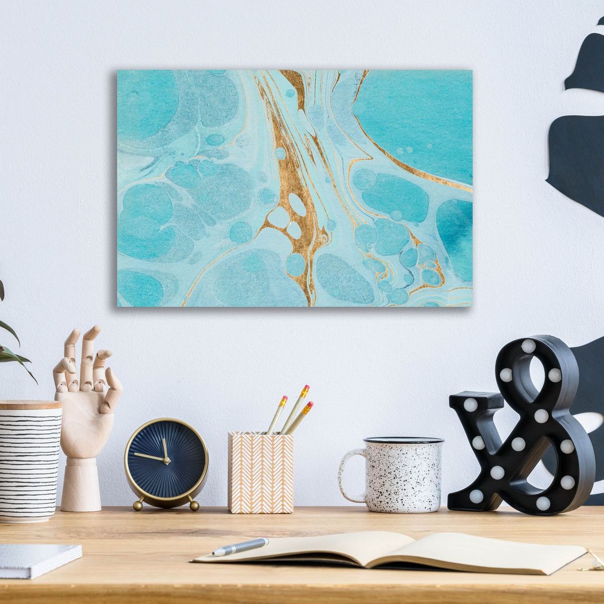 Turquoise Stream 2 by Annie Warren - 16x12 acrylic wall art in a room