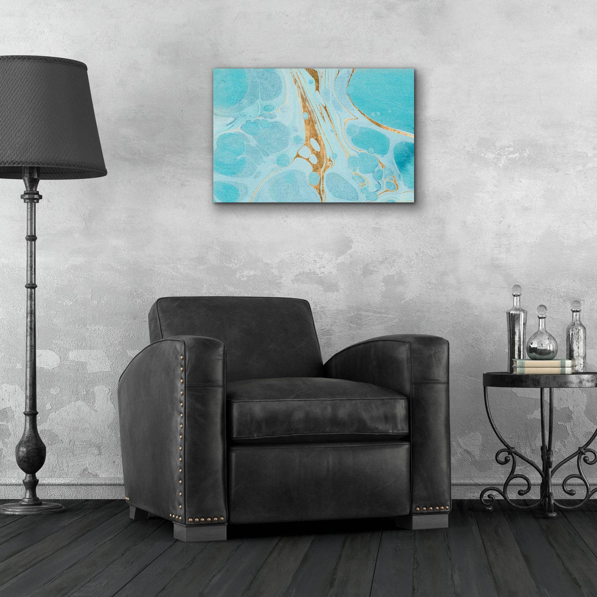Turquoise Stream 2 by Annie Warren - 24x16 acrylic wall art in a room