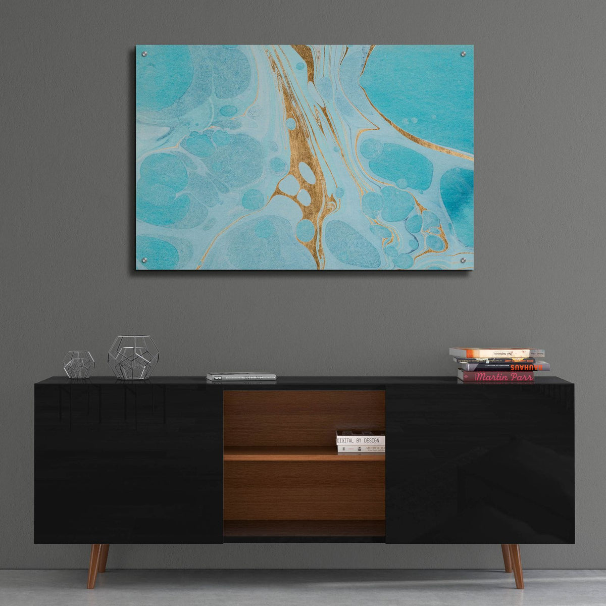 Turquoise Stream 2 by Annie Warren - 36x24 acrylic wall art in a room