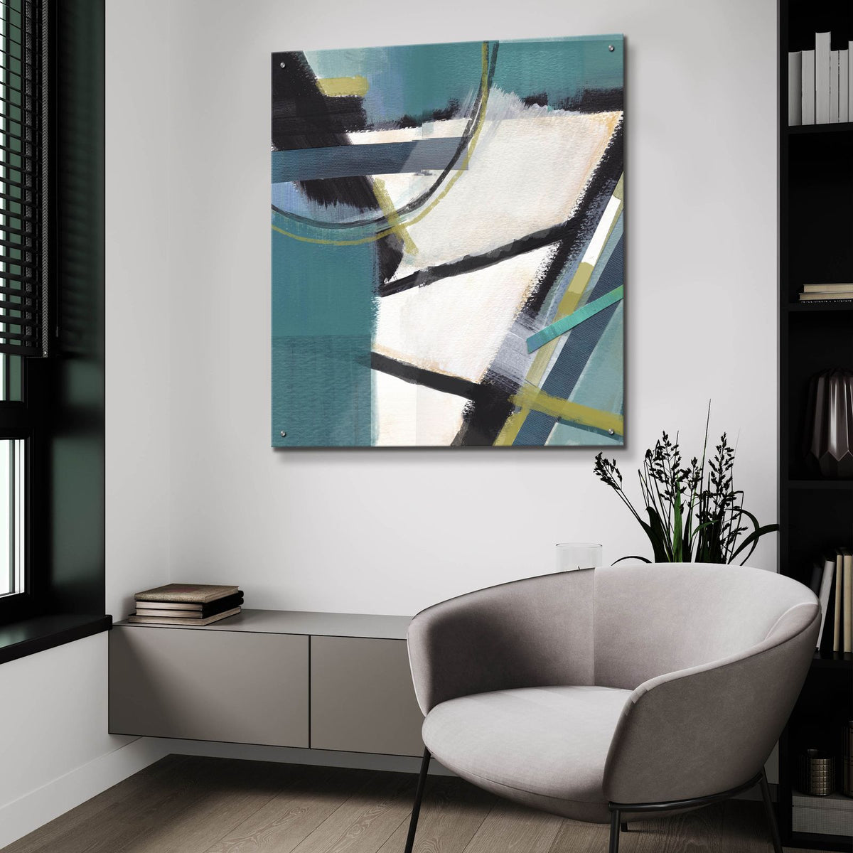 Deconstruction by Brittany Evans - 36x36 acrylic wall art in a room