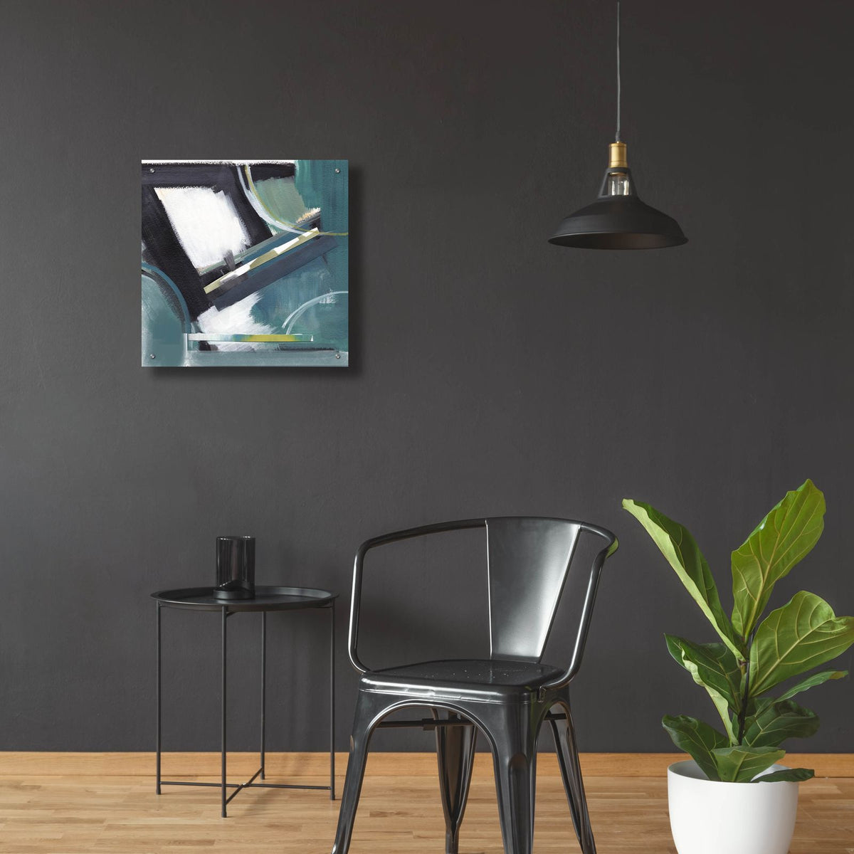 Construction by Brittany Evans - 24x24 acrylic wall art in a room