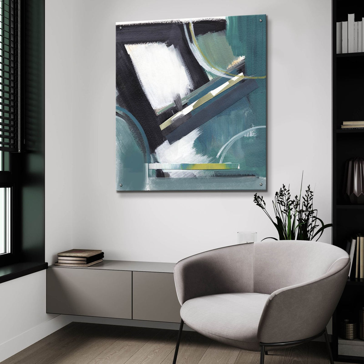 Construction by Brittany Evans - 36x36 acrylic wall art in a room