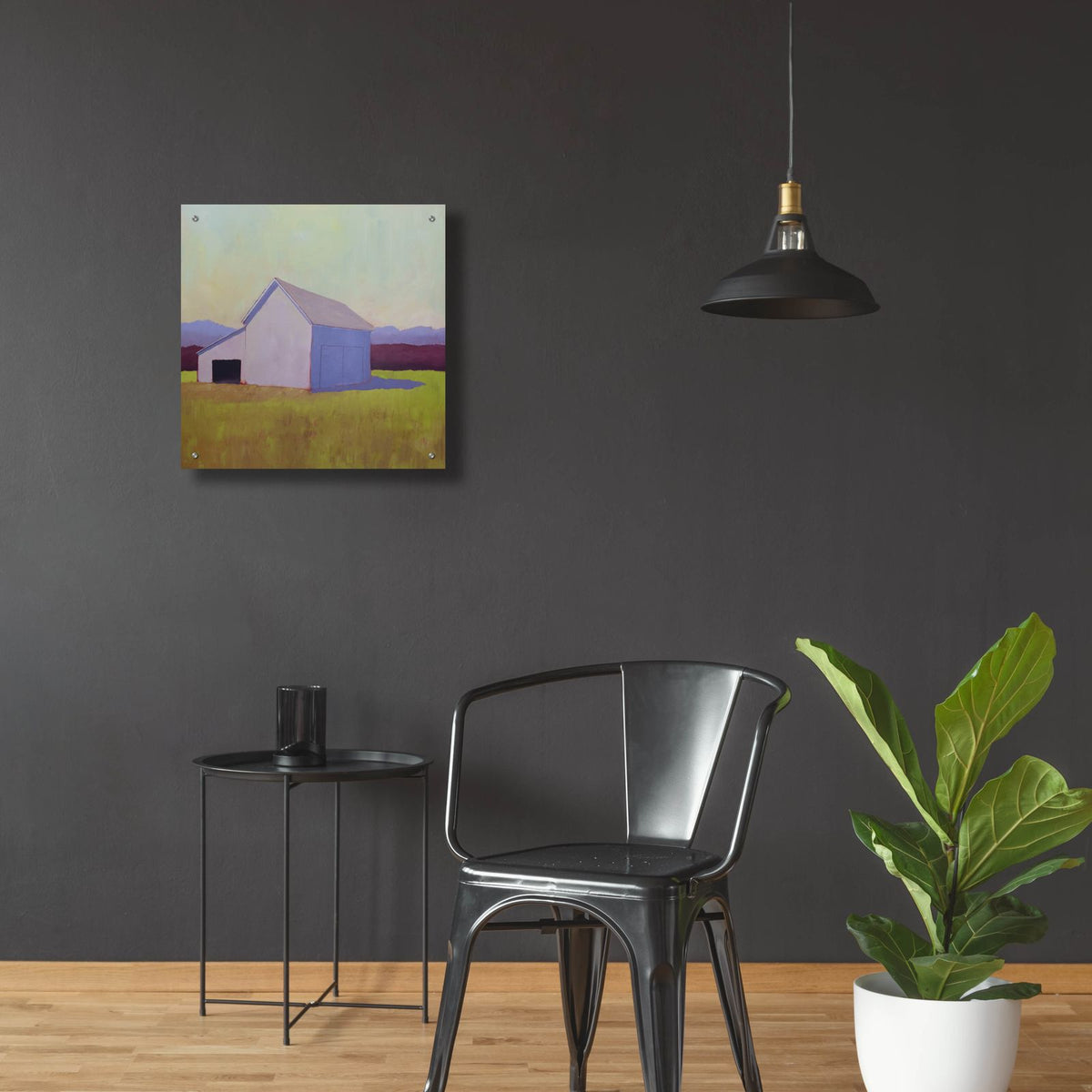 Primary Barns 4 by Carol Young - 24x24 acrylic wall art in a room