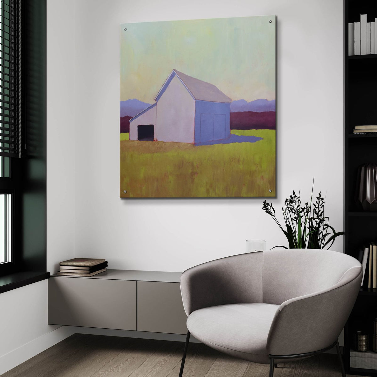 Primary Barns 4 by Carol Young - 36x36 acrylic wall art in a room