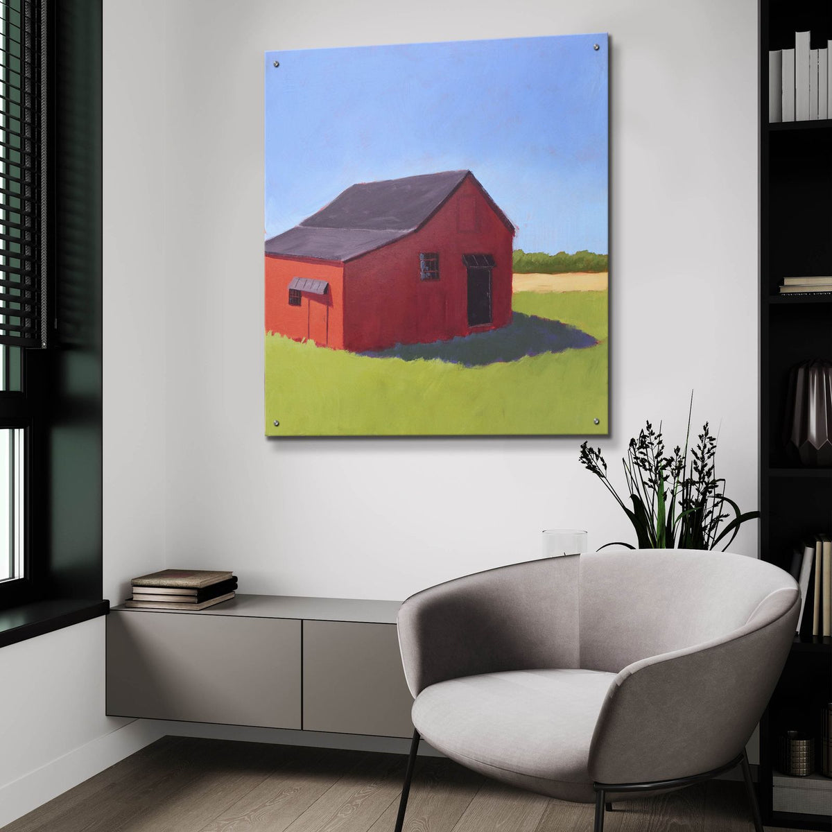 Primary Barns 5 by Carol Young - 36x36 acrylic wall art in a room
