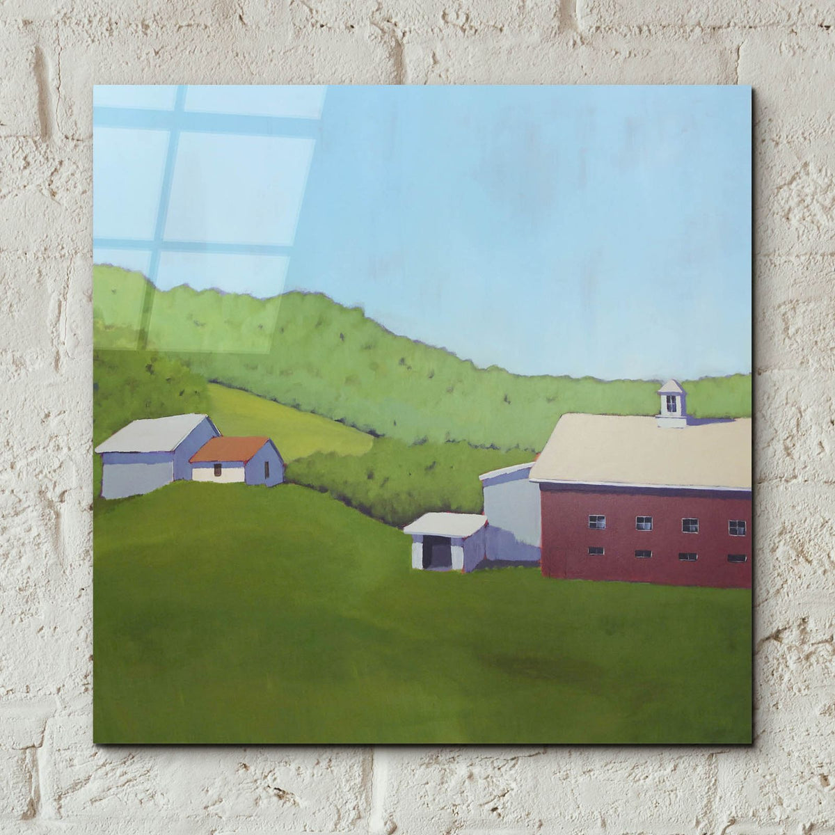 Primary Barns 6 by Carol Young - 12x12 acrylic wall art in a room