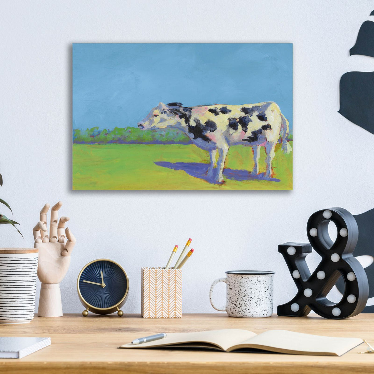 Cow Pals 3 by Carol Young - 16x12 acrylic wall art in a room