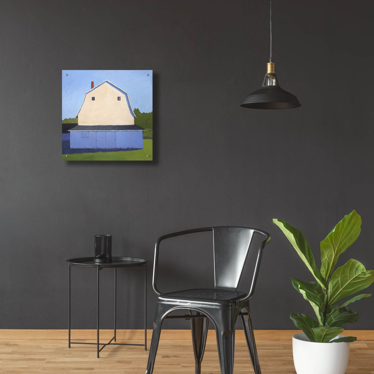 Primary Barns 2 by Carol Young - 24x24 acrylic wall art in a room