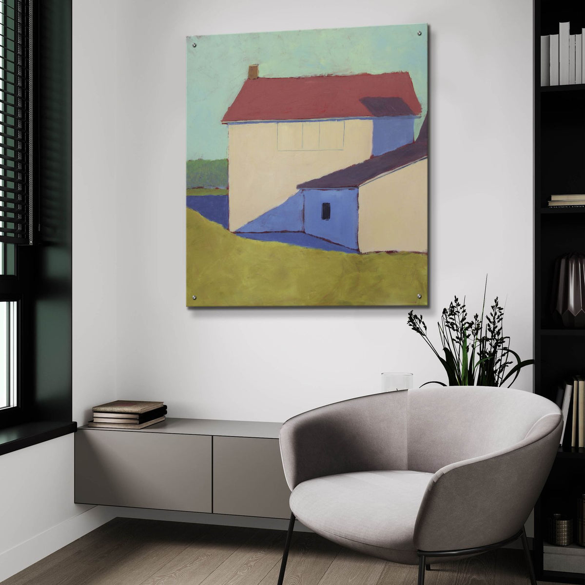 Primary Barns 7 by Carol Young - 36x36 acrylic wall art in a room
