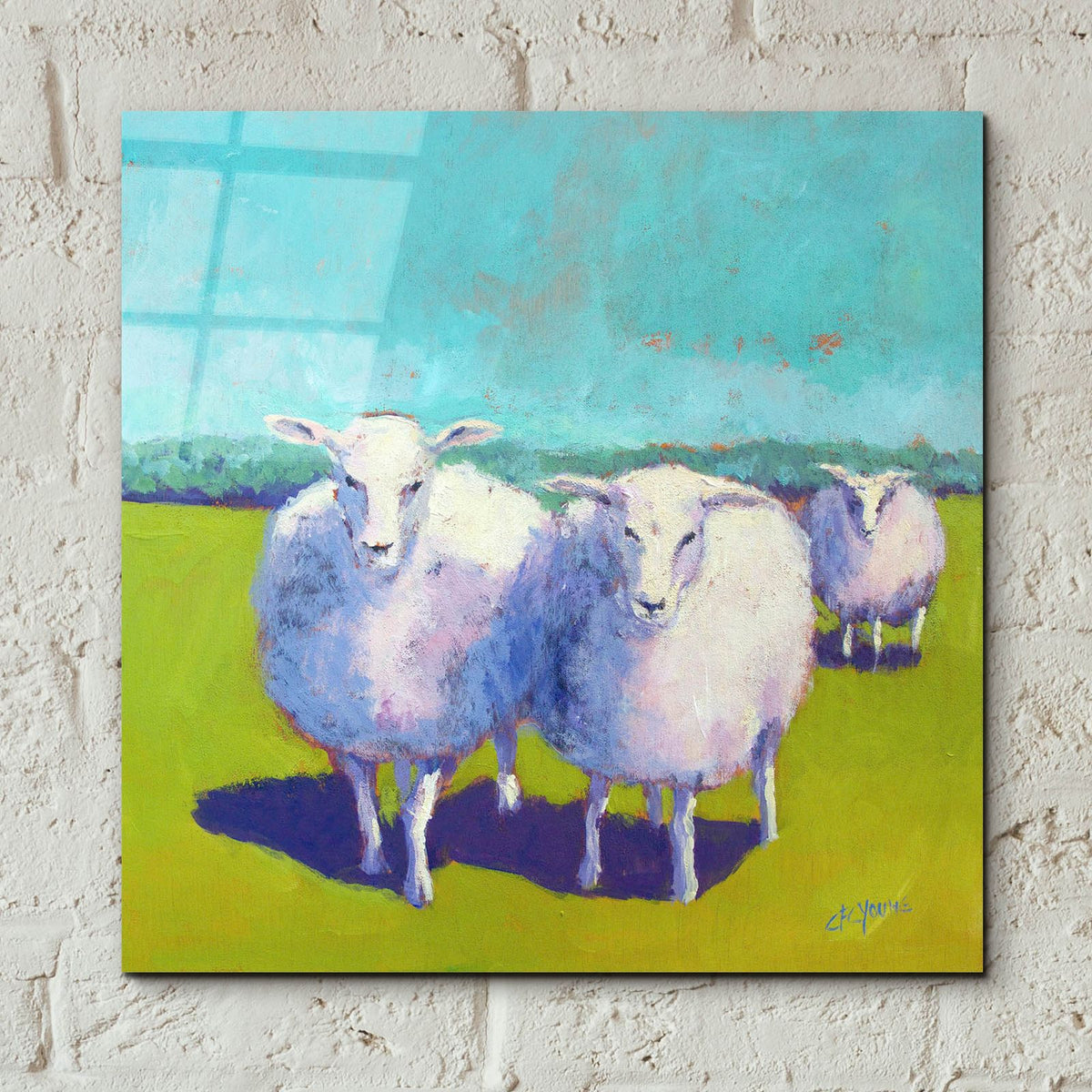 Sheep Pals 1 by Carol Young - 12x12 acrylic wall art in a room