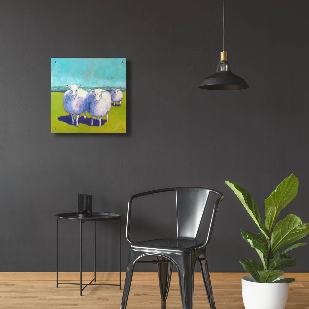 Sheep Pals 1 by Carol Young - 24x24 acrylic wall art in a room