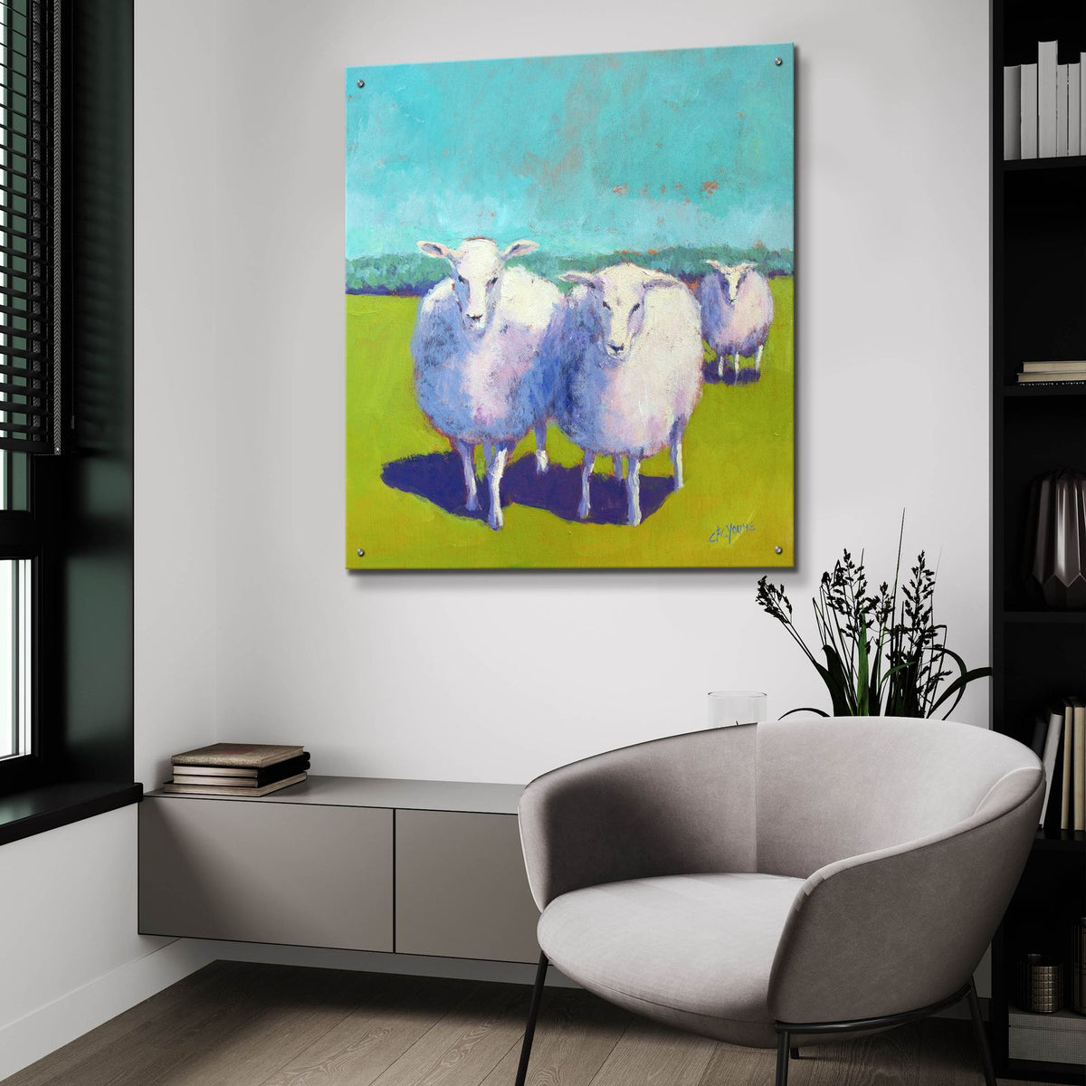 Sheep Pals 1 by Carol Young - 36x36 acrylic wall art in a room