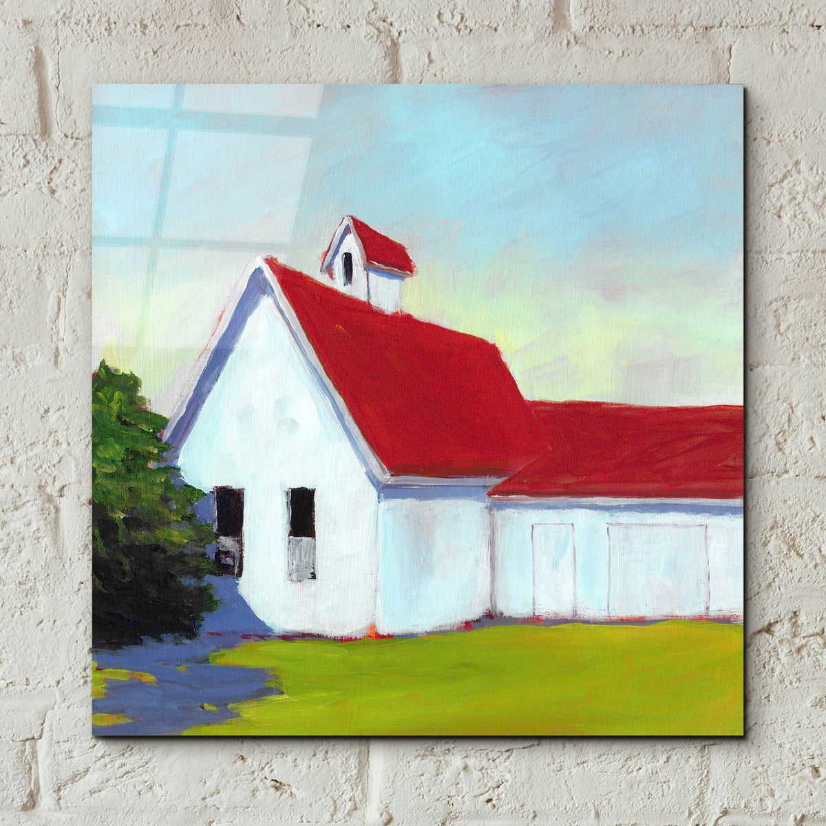 Scarlet Roof by Carol Young - 12x12 acrylic wall art in a room
