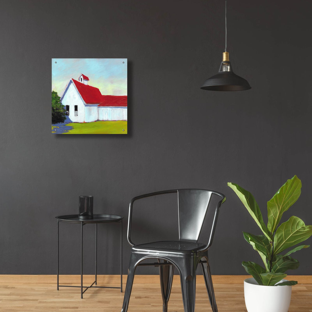 Scarlet Roof by Carol Young - 24x24 acrylic wall art in a room