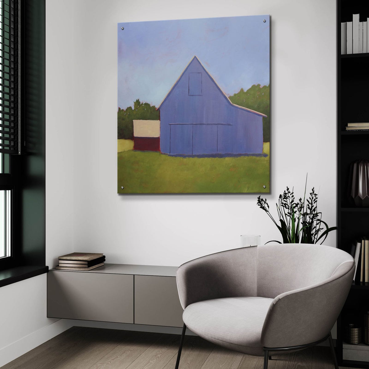 Primary Barns 1 by Carol Young - 36x36 acrylic wall art in a room