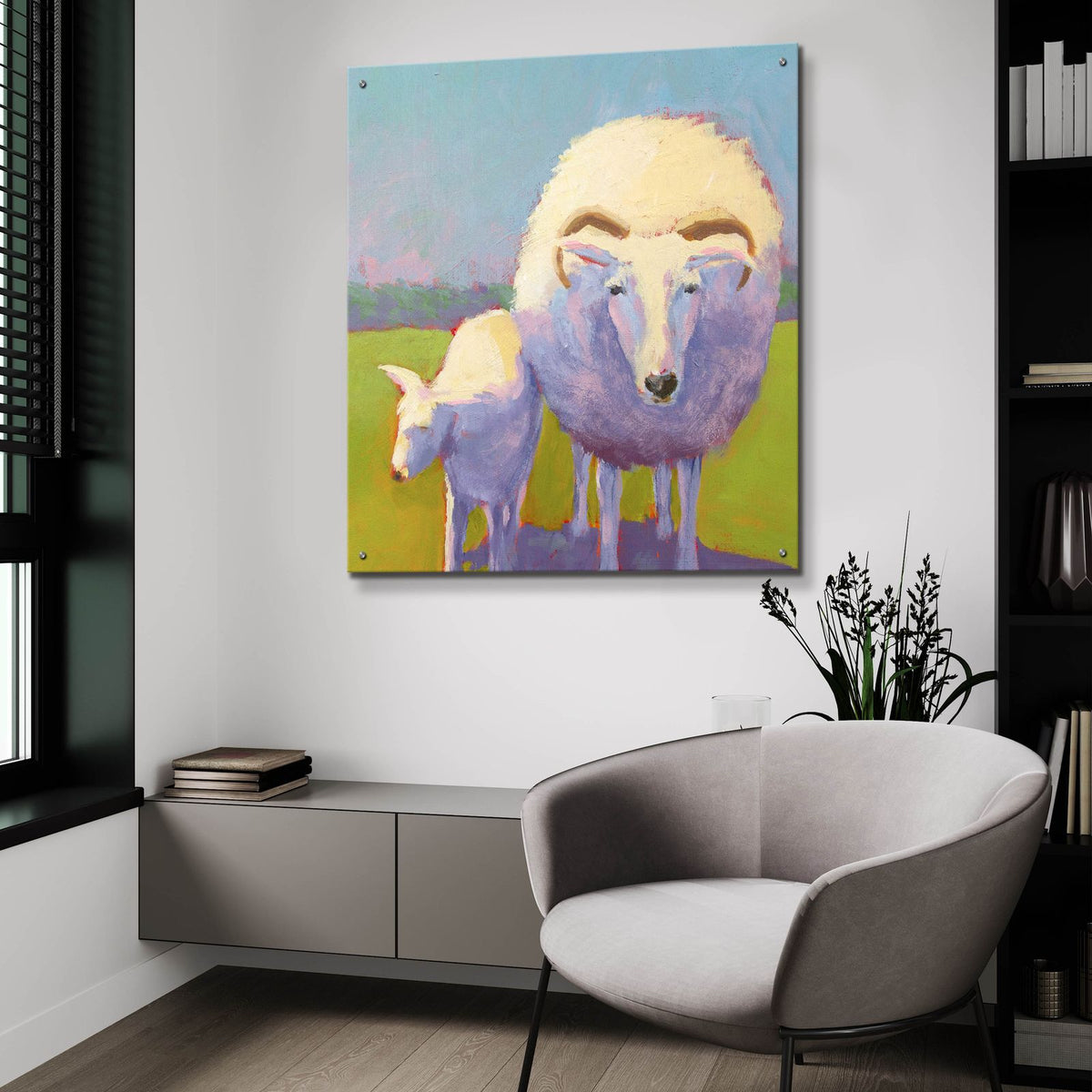 Sheep Pals 2 by Carol Young - 36x36 acrylic wall art in a room