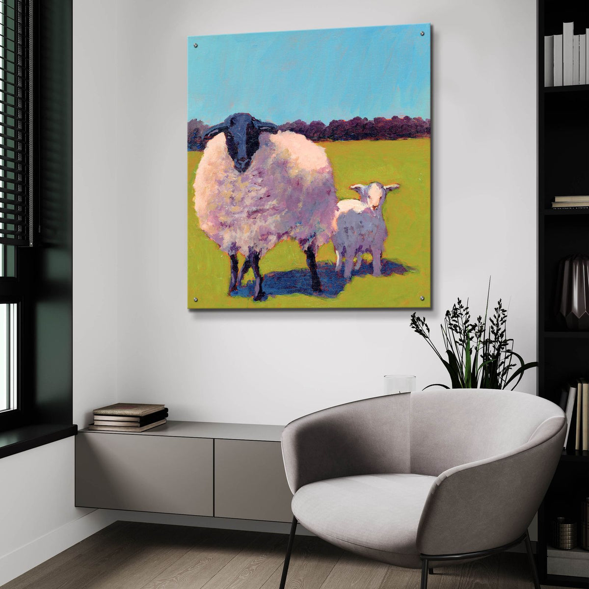Sheep Pals 3 by Carol Young - 36x36 acrylic wall art in a room