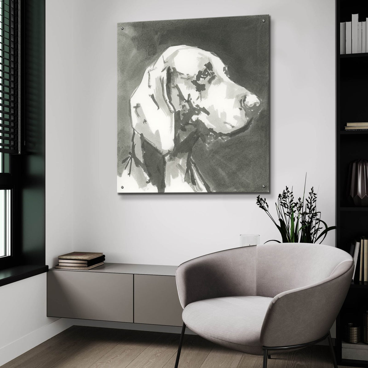 A Very Neutral Modern Dog 12 by Cartissi - 36x36 acrylic wall art in a room