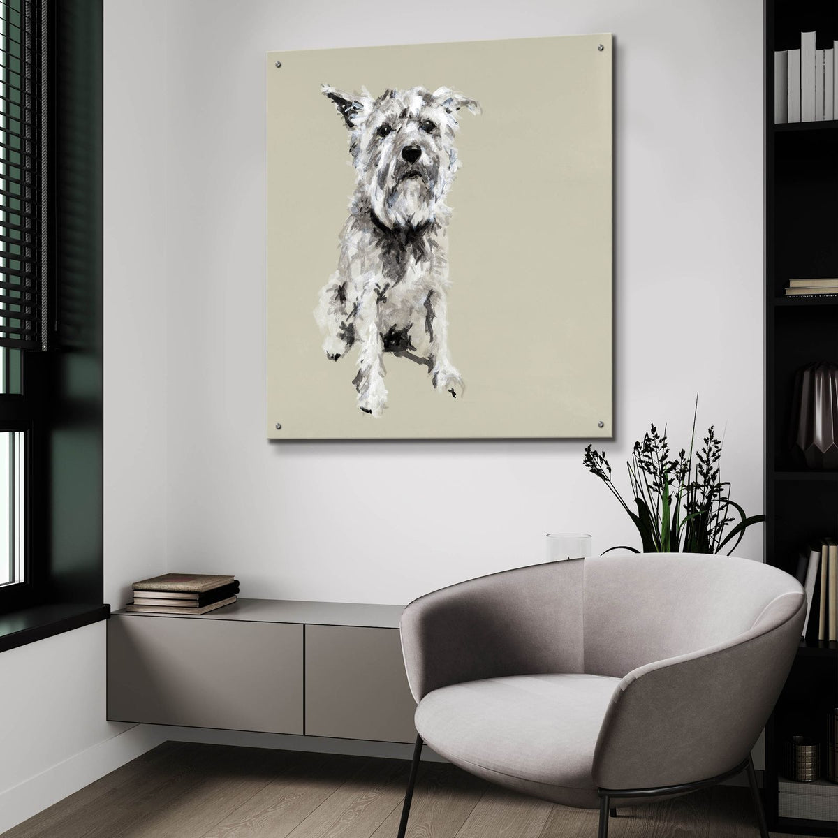 A Very Pastel Modern Dog 1 by Cartissi - 36x36 acrylic wall art in a room