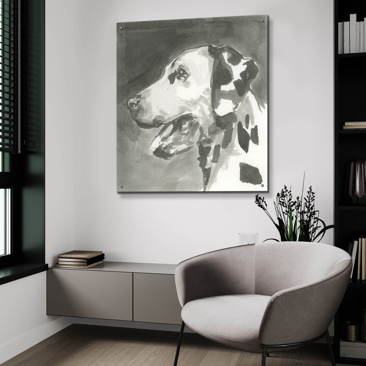 A Very Neutral Modern Dog 5 by Cartissi - 36x36 acrylic wall art in a room