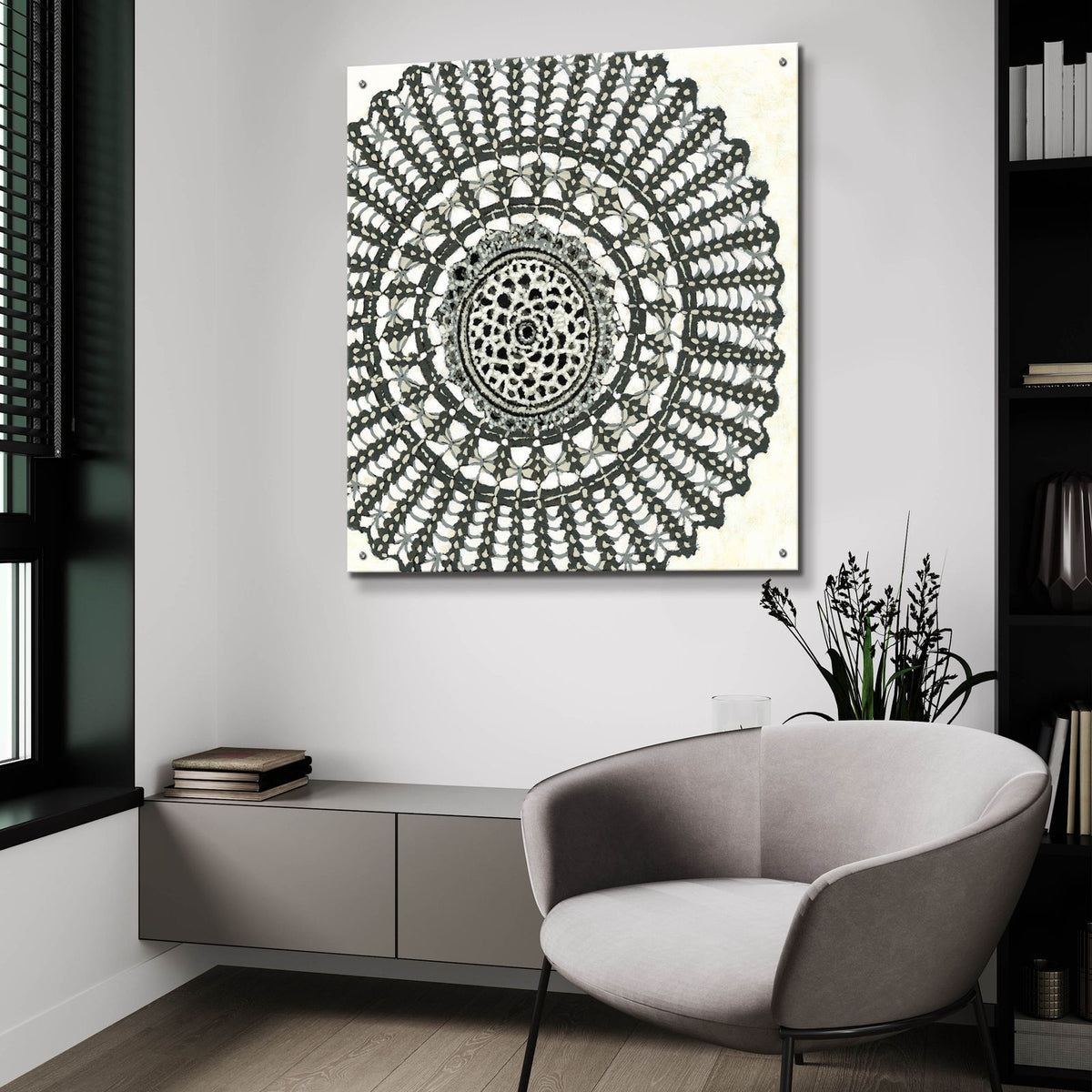 Mini Abstract Rosette 2 by Chariklia Zarris - 36x36 acrylic wall art in a room