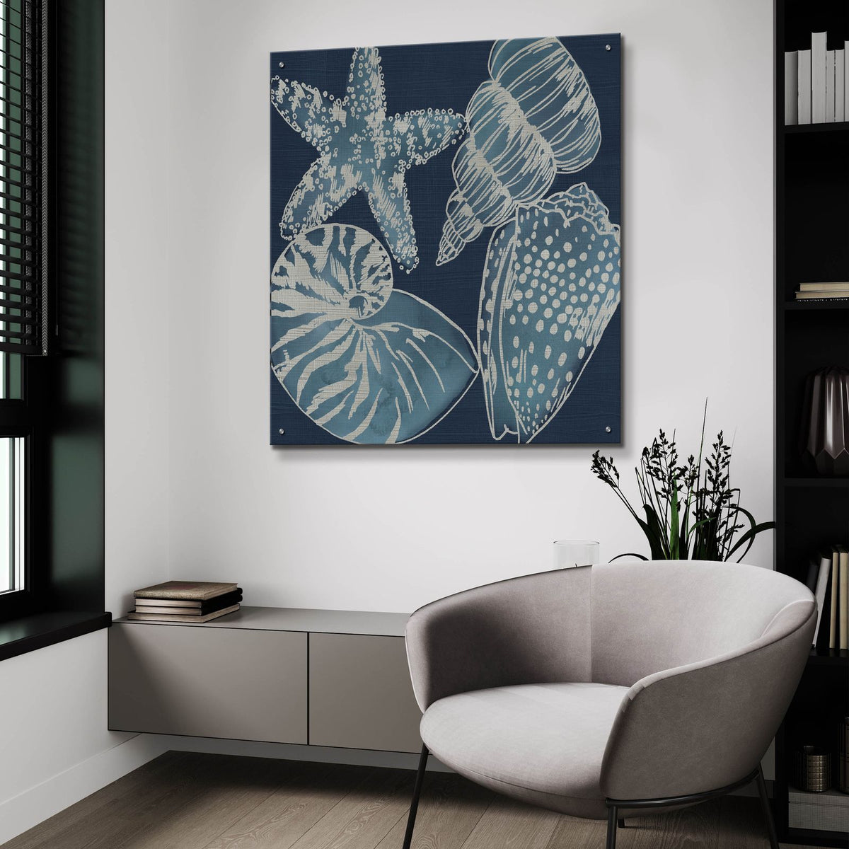 Marine Shells 1 by Chariklia Zarris - 36x36 acrylic wall art in a room
