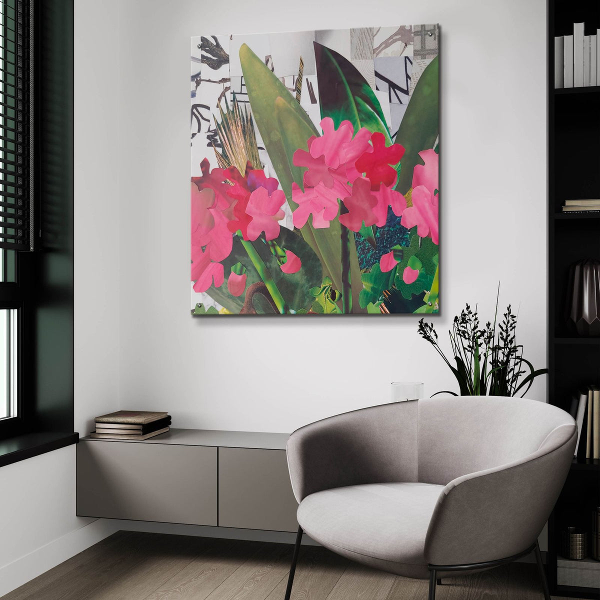 Poolside Geraniums 1 by Coco Good - 36x36 acrylic wall art in a room