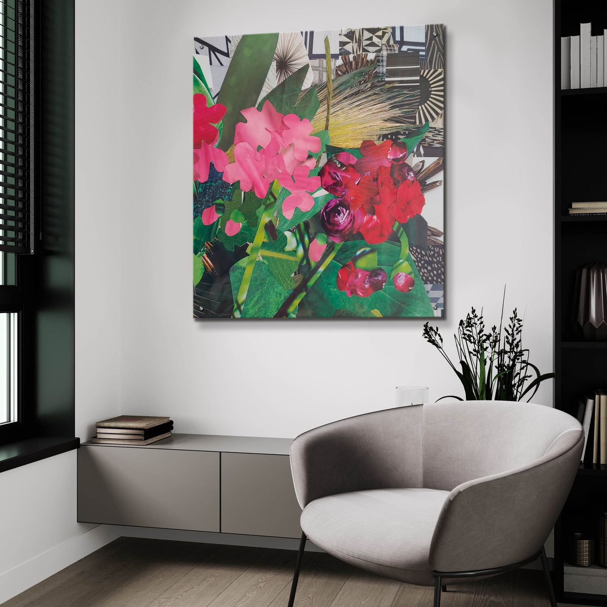 Poolside Geraniums 2 by Coco Good - 36x36 acrylic wall art in a room