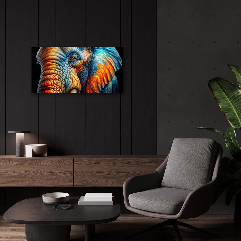 Artistic Elephant 1 by Rey Klimt - 24x12 acrylic wall art in a room