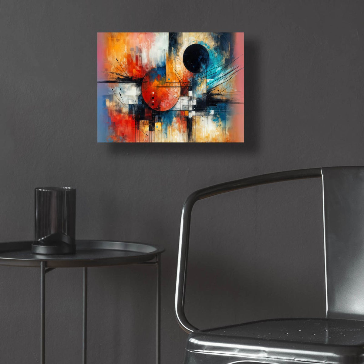 Circles Abstract 3 by Rey Klimt - 16x12 acrylic wall art in a room