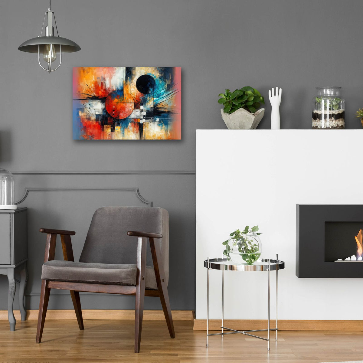 Circles Abstract 3 by Rey Klimt - 24x16 acrylic wall art in a room