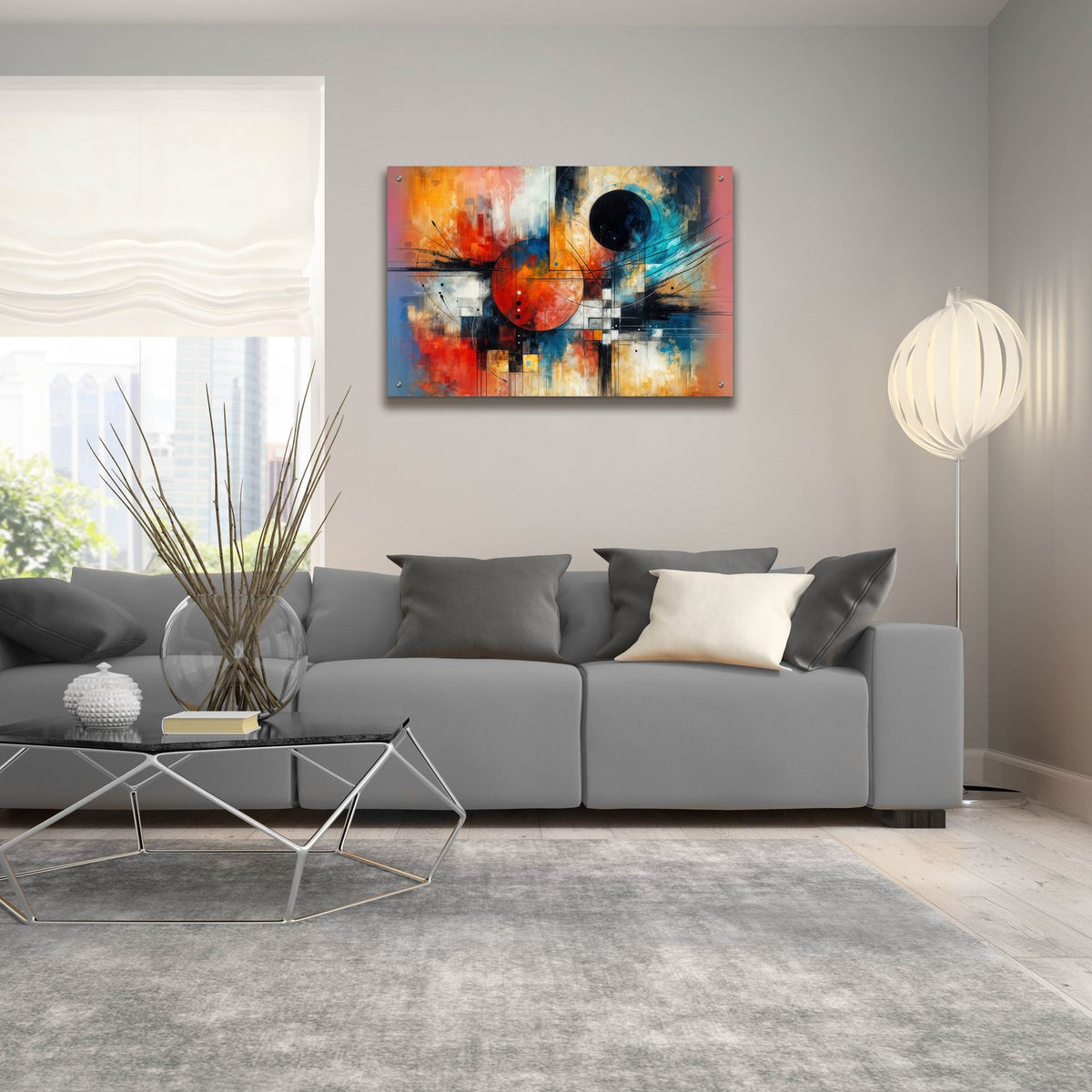 Circles Abstract 3 by Rey Klimt - 36x24 acrylic wall art in a room