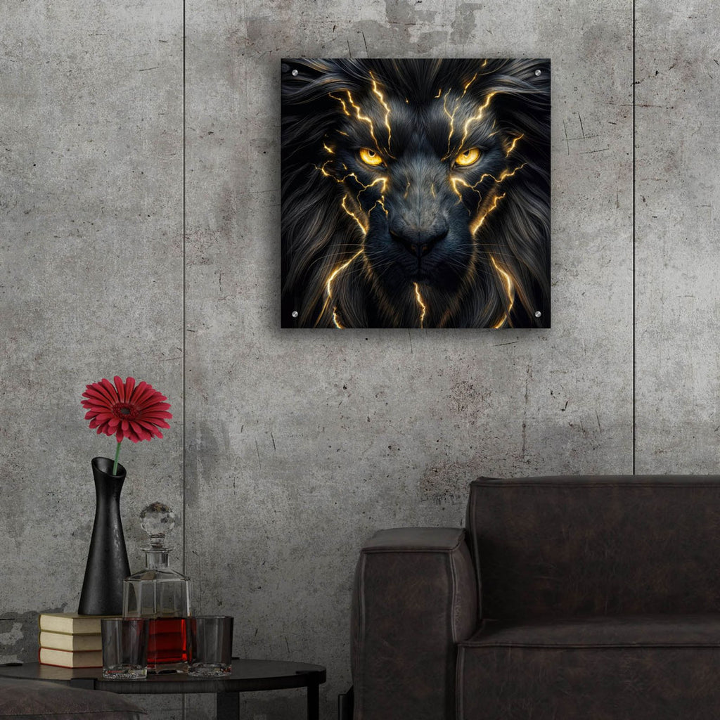 Electrifying Lion 2 by Rey Klimt - 24x24 acrylic wall art in a room