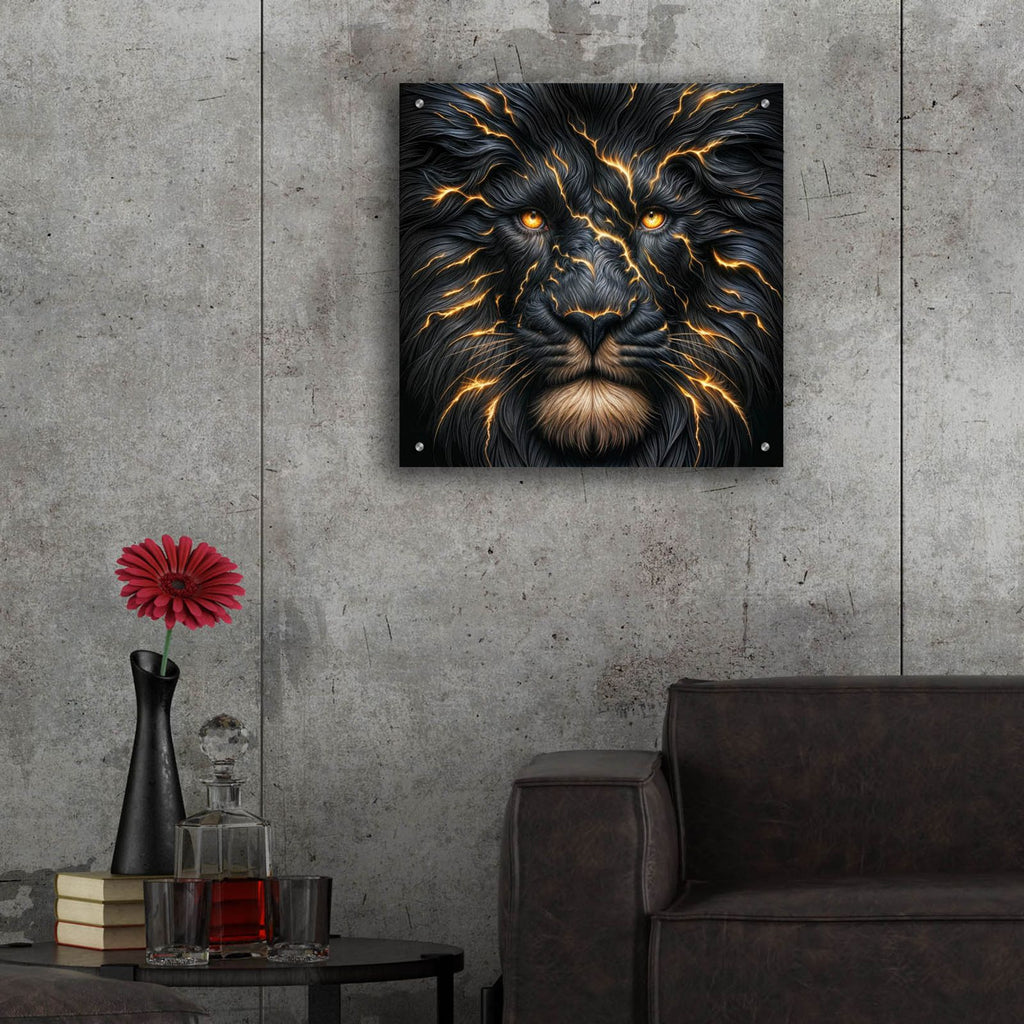 Electrifying Lion by Rey Klimt - 24x24 acrylic wall art in a room
