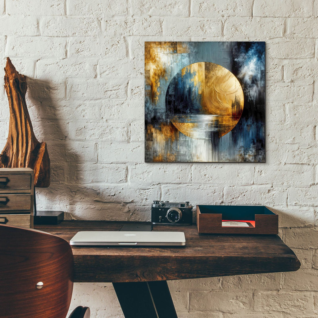 Golden Circle Abstract 1 by Rey Klimt - 12x12 acrylic wall art in a room