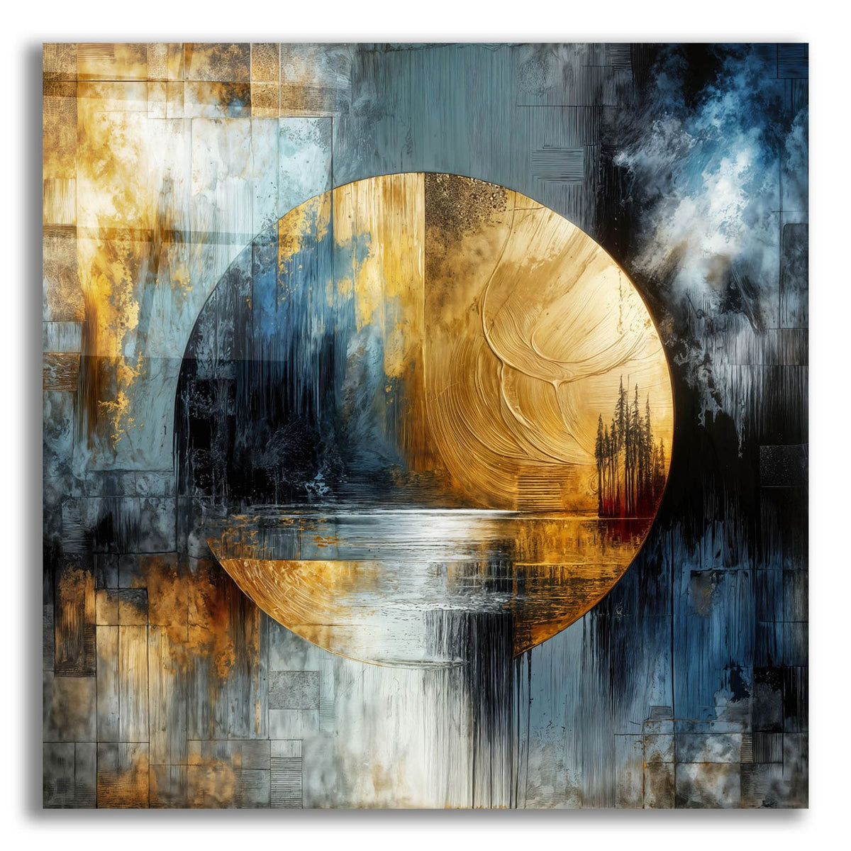 Golden Circle Abstract 1 by Rey Klimt acrylic glass wall art