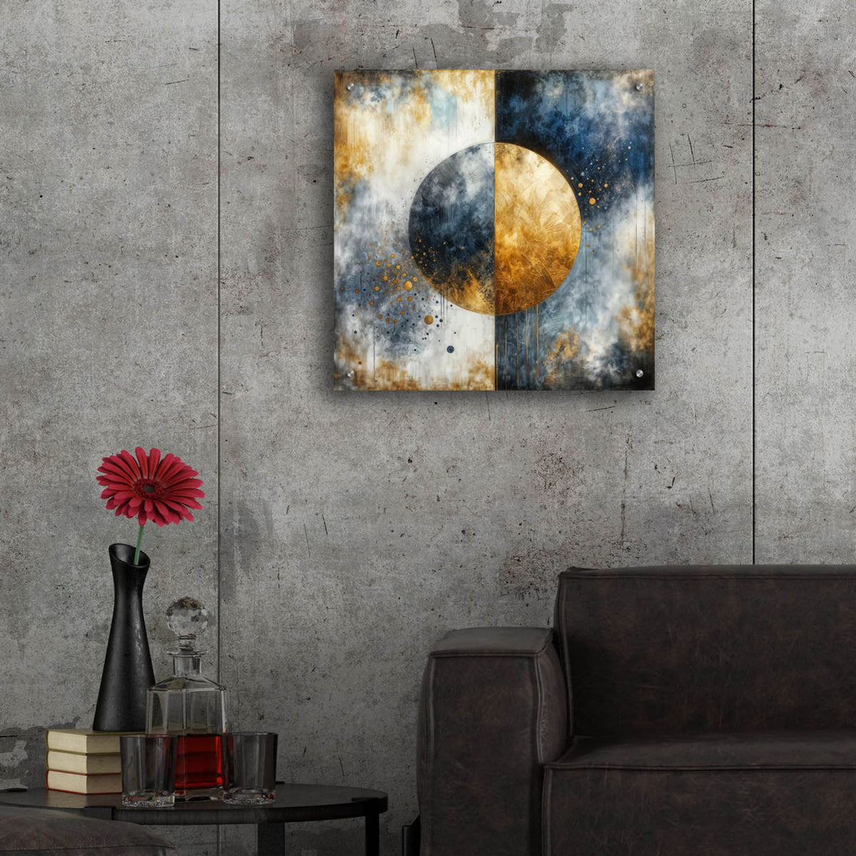 Golden Circle Abstract 9 by Rey Klimt - 24x24 acrylic wall art in a room