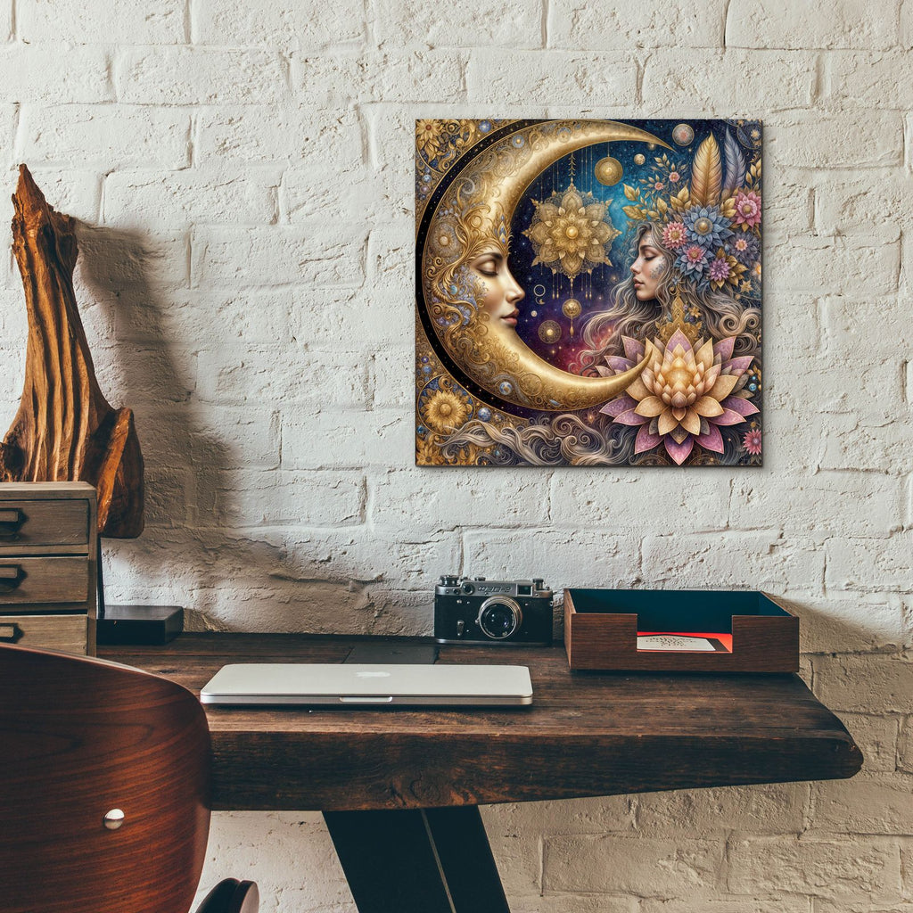 Golden Moon by Rey Klimt - 12x12 acrylic wall art in a room